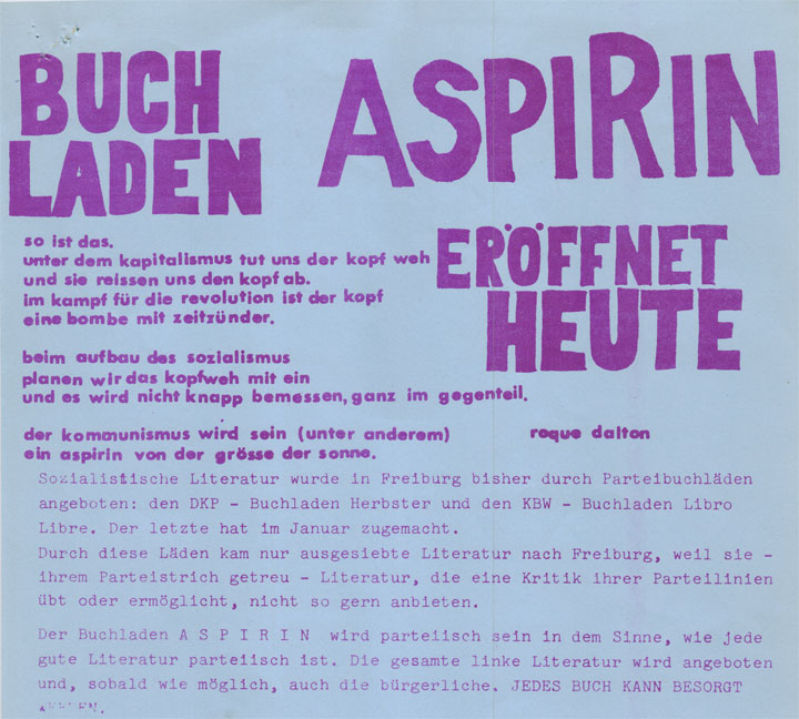 Plakat Aspirin Eröffnung
